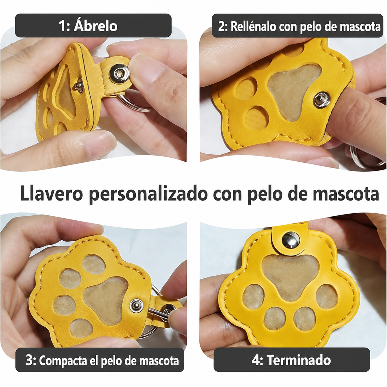 Llavero personalizable con pelo de mascota